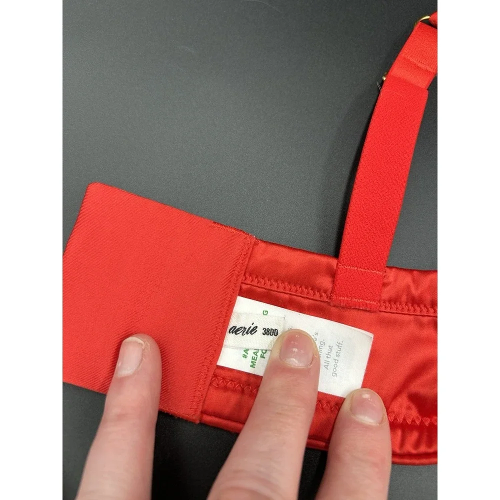 38DD Aerie Bra Unlined Soft Lace Dainty Bra Underwire Size - Red Lace Sexy